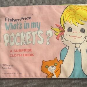Vintage Fisher-Price Colorful Cloth Activity Book “What’s in my Pockets?”